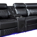Cipher Collection 3-Piece Power Reclining Sectional with Two Consoles, Speakers, Subwoofer, LED Lighting and Charging Port