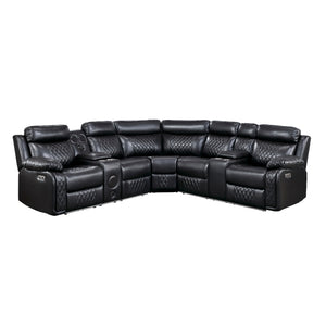 Cipher Collection 3-Piece Power Reclining Sectional with Two Consoles, Speakers, Subwoofer, LED Lighting and Charging Port