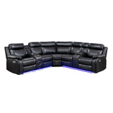 Cipher Collection 3-Piece Power Reclining Sectional with Two Consoles, Speakers, Subwoofer, LED Lighting and Charging Port