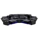 Cipher Collection 3-Piece Power Reclining Sectional with Two Consoles, Speakers, Subwoofer, LED Lighting and Charging Port