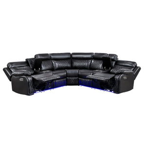 Cipher Collection 3-Piece Power Reclining Sectional with Two Consoles, Speakers, Subwoofer, LED Lighting and Charging Port
