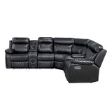 Cipher Collection 3-Piece Power Reclining Sectional with Two Consoles, Speakers, Subwoofer, LED Lighting and Charging Port