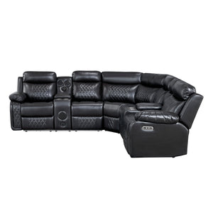 Cipher Collection 3-Piece Power Reclining Sectional with Two Consoles, Speakers, Subwoofer, LED Lighting and Charging Port