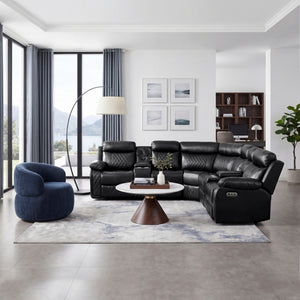 Cipher Collection 3-Piece Power Reclining Sectional with Two Consoles, Speakers, Subwoofer, LED Lighting and Charging Port
