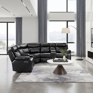 Cipher Collection 3-Piece Power Reclining Sectional with Two Consoles, Speakers, Subwoofer, LED Lighting and Charging Port