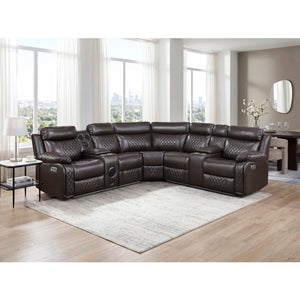Cipher Collection 3-Piece Power Reclining Sectional with Two Consoles, Speakers, Subwoofer, LED Lighting and Charging Port