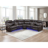 Cipher Collection 3-Piece Power Reclining Sectional with Two Consoles, Speakers, Subwoofer, LED Lighting and Charging Port