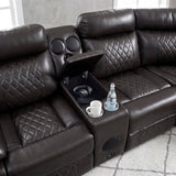 Cipher Collection 3-Piece Power Reclining Sectional with Two Consoles, Speakers, Subwoofer, LED Lighting and Charging Port