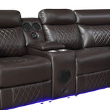 Cipher Collection 3-Piece Power Reclining Sectional with Two Consoles, Speakers, Subwoofer, LED Lighting and Charging Port