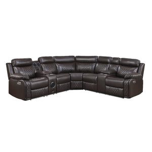 Cipher Collection 3-Piece Power Reclining Sectional with Two Consoles, Speakers, Subwoofer, LED Lighting and Charging Port