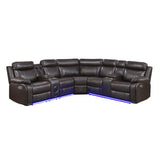 Cipher Collection 3-Piece Power Reclining Sectional with Two Consoles, Speakers, Subwoofer, LED Lighting and Charging Port