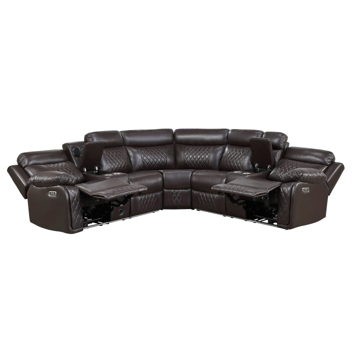 Cipher Collection 3-Piece Power Reclining Sectional with Two Consoles, Speakers, Subwoofer, LED Lighting and Charging Port