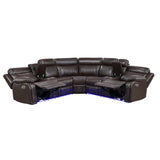 Cipher Collection 3-Piece Power Reclining Sectional with Two Consoles, Speakers, Subwoofer, LED Lighting and Charging Port