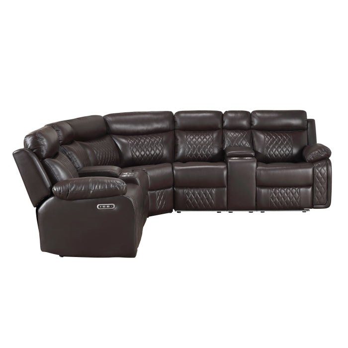 Cipher Collection 3-Piece Power Reclining Sectional with Two Consoles, Speakers, Subwoofer, LED Lighting and Charging Port