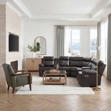 Cipher Collection 3-Piece Power Reclining Sectional with Two Consoles, Speakers, Subwoofer, LED Lighting and Charging Port