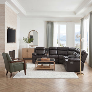 Cipher Collection 3-Piece Power Reclining Sectional with Two Consoles, Speakers, Subwoofer, LED Lighting and Charging Port