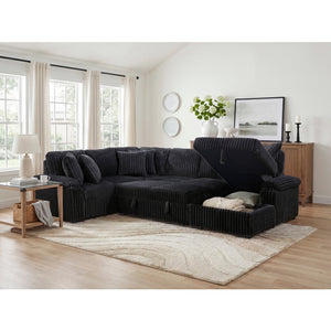 Ridge Collection 3-Piece Sectional with Pull-out Bed, Right Side Chaise and Hidden Storage