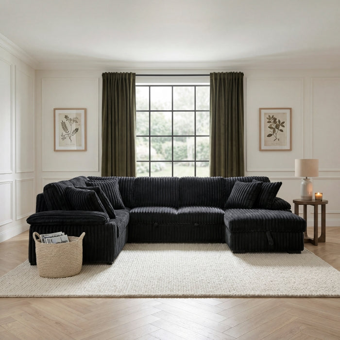 Ridge Collection 3-Piece Sectional with Pull-out Bed, Right Side Chaise and Hidden Storage