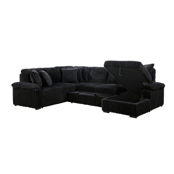 Ridge Collection 3-Piece Sectional with Pull-out Bed, Right Side Chaise and Hidden Storage