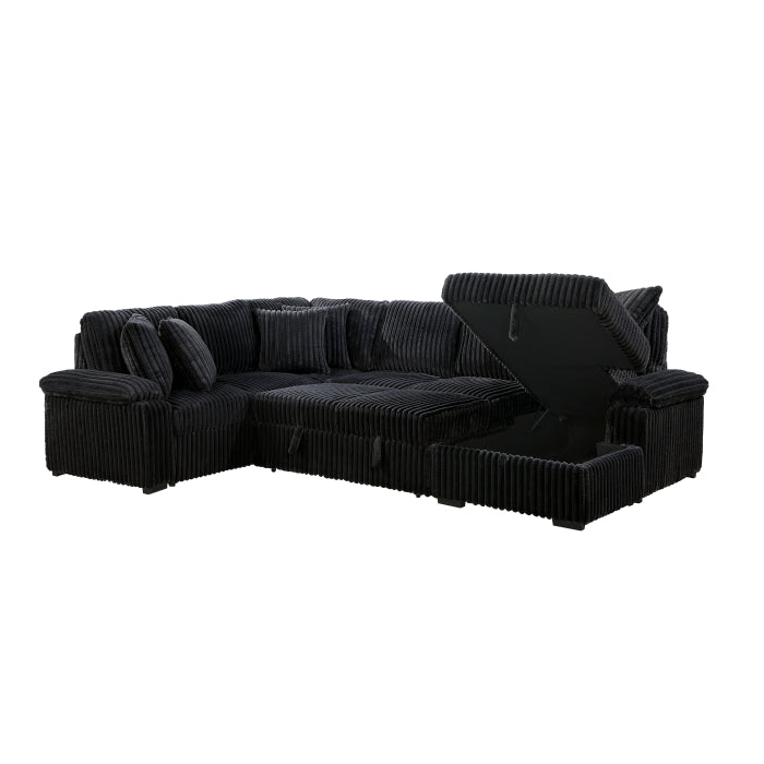 Ridge Collection 3-Piece Sectional with Pull-out Bed, Right Side Chaise and Hidden Storage