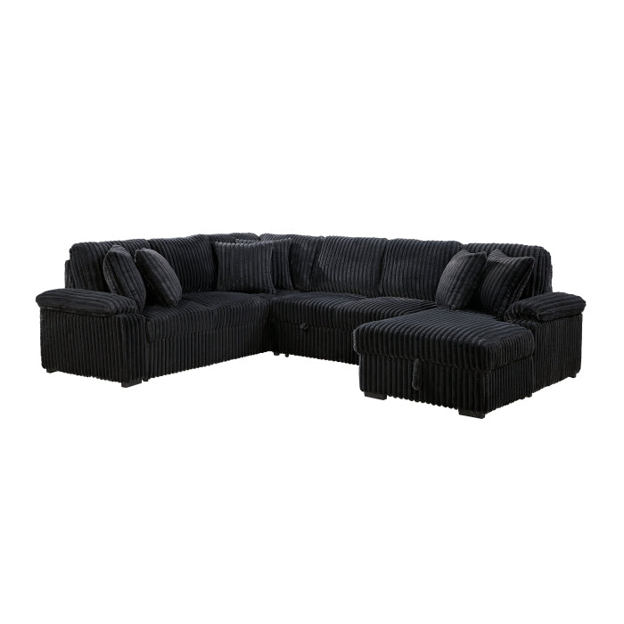 Ridge Collection 3-Piece Sectional with Pull-out Bed, Right Side Chaise and Hidden Storage