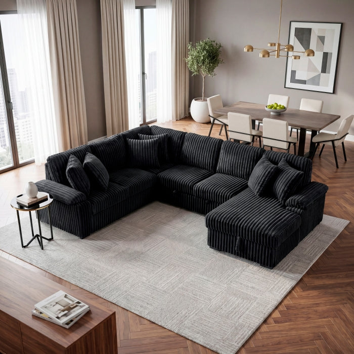 Ridge Collection 3-Piece Sectional with Pull-out Bed, Right Side Chaise and Hidden Storage