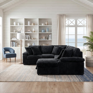 Ridge Collection 3-Piece Sectional with Pull-out Bed, Right Side Chaise and Hidden Storage