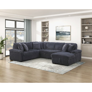 Ridge Collection 3-Piece Sectional with Pull-out Bed, Right Side Chaise and Hidden Storage