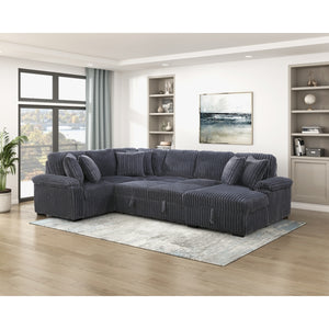 Ridge Collection 3-Piece Sectional with Pull-out Bed, Right Side Chaise and Hidden Storage