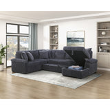 Ridge Collection 3-Piece Sectional with Pull-out Bed, Right Side Chaise and Hidden Storage