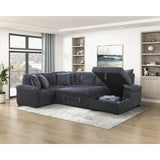 Ridge Collection 3-Piece Sectional with Pull-out Bed, Right Side Chaise and Hidden Storage