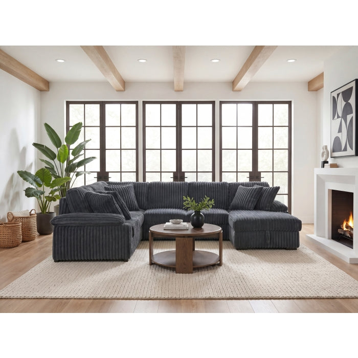 Ridge Collection 3-Piece Sectional with Pull-out Bed, Right Side Chaise and Hidden Storage