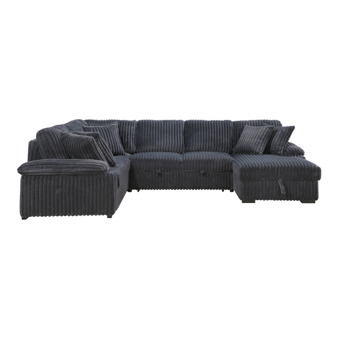 Ridge Collection 3-Piece Sectional with Pull-out Bed, Right Side Chaise and Hidden Storage