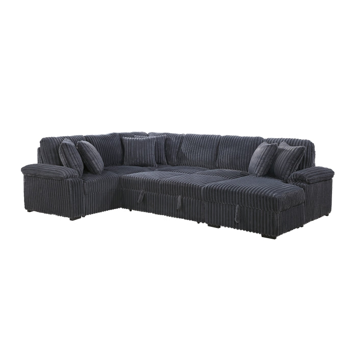Ridge Collection 3-Piece Sectional with Pull-out Bed, Right Side Chaise and Hidden Storage