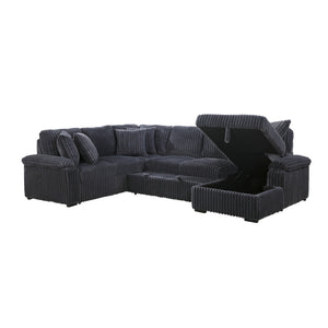 Ridge Collection 3-Piece Sectional with Pull-out Bed, Right Side Chaise and Hidden Storage