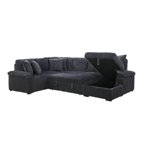 Ridge Collection 3-Piece Sectional with Pull-out Bed, Right Side Chaise and Hidden Storage