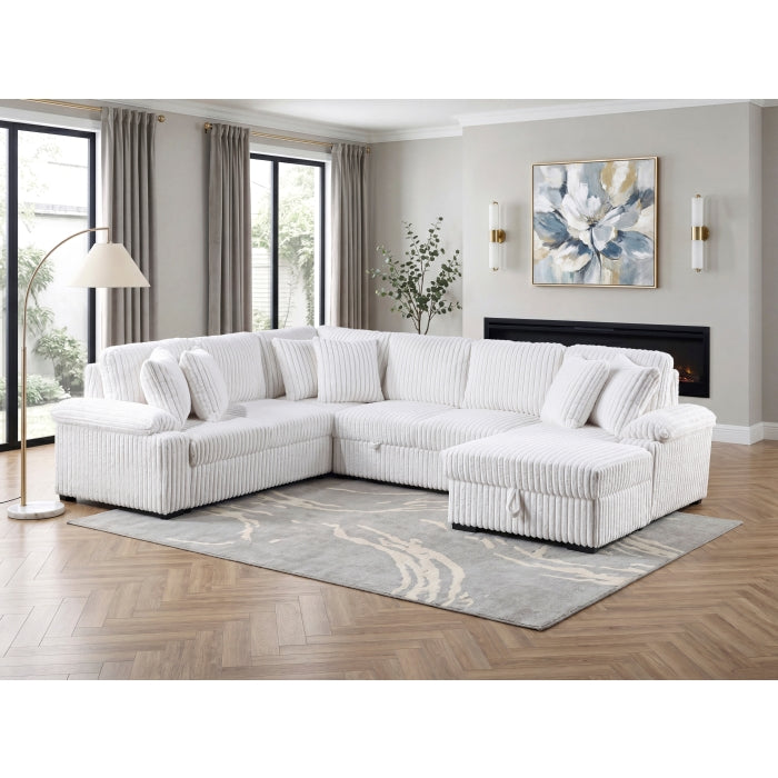 Ridge Collection 3-Piece Sectional with Pull-out Bed, Right Side Chaise and Hidden Storage