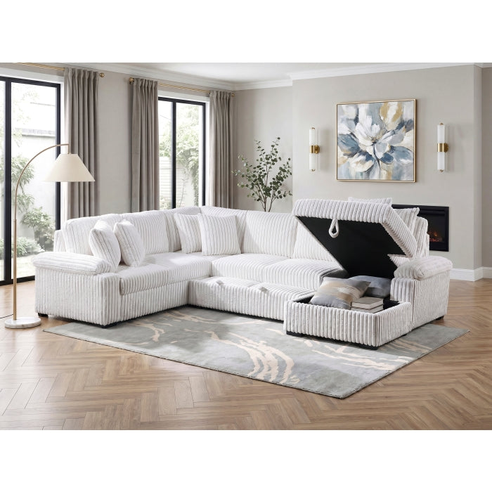 Ridge Collection 3-Piece Sectional with Pull-out Bed, Right Side Chaise and Hidden Storage