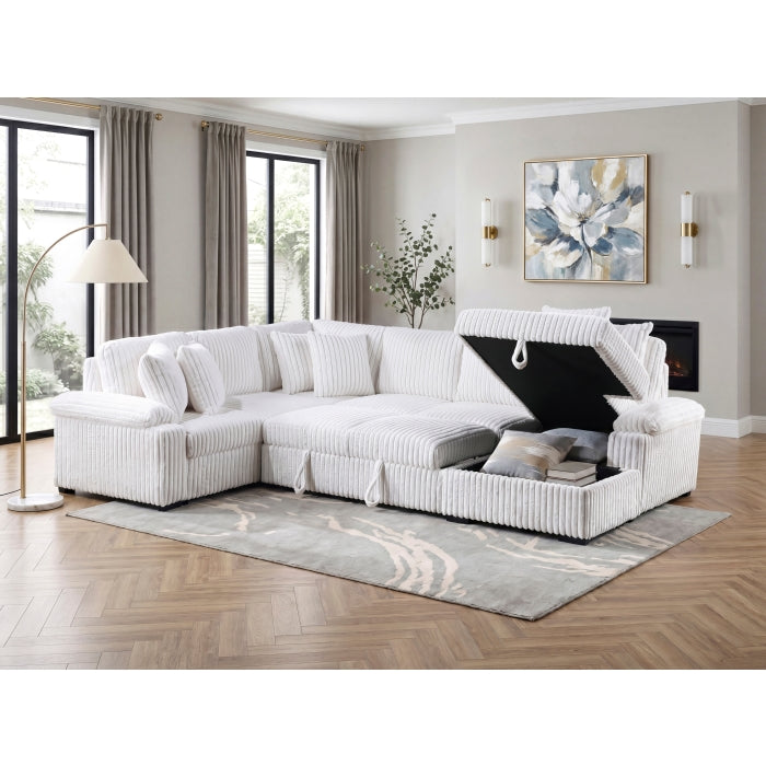 Ridge Collection 3-Piece Sectional with Pull-out Bed, Right Side Chaise and Hidden Storage
