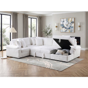 Ridge Collection 3-Piece Sectional with Pull-out Bed, Right Side Chaise and Hidden Storage