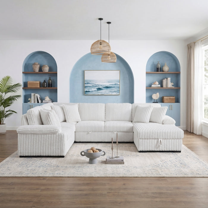 Ridge Collection 3-Piece Sectional with Pull-out Bed, Right Side Chaise and Hidden Storage