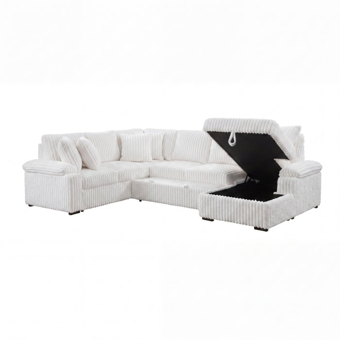 Ridge Collection 3-Piece Sectional with Pull-out Bed, Right Side Chaise and Hidden Storage