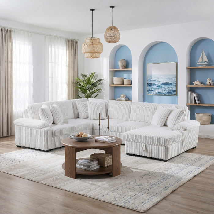 Ridge Collection 3-Piece Sectional with Pull-out Bed, Right Side Chaise and Hidden Storage
