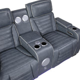 Cyber Collection Power Double Reclining Love Seat with Center Console, Power Headrests, Storage Arms(Top and Side) ,Cup Holders, Wireless Speakers with Sub-Woofer, Air Massage, Heat, LED Lighting and Charging Ports