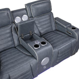 Cyber Collection Power Double Reclining Love Seat with Center Console, Power Headrests, Storage Arms(Top and Side) ,Cup Holders, Wireless Speakers with Sub-Woofer, Air Massage, Heat, LED Lighting and Charging Ports