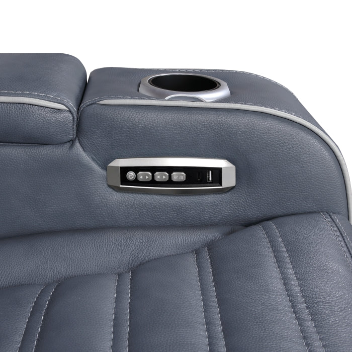 Cyber Collection Power Double Reclining Love Seat with Center Console, Power Headrests, Storage Arms(Top and Side) ,Cup Holders, Wireless Speakers with Sub-Woofer, Air Massage, Heat, LED Lighting and Charging Ports