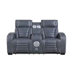 Cyber Collection Power Double Reclining Love Seat with Center Console, Power Headrests, Storage Arms(Top and Side) ,Cup Holders, Wireless Speakers with Sub-Woofer, Air Massage, Heat, LED Lighting and Charging Ports