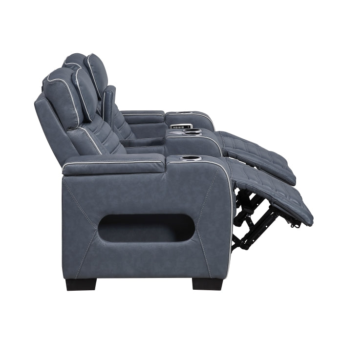 Cyber Collection Power Double Reclining Love Seat with Center Console, Power Headrests, Storage Arms(Top and Side) ,Cup Holders, Wireless Speakers with Sub-Woofer, Air Massage, Heat, LED Lighting and Charging Ports