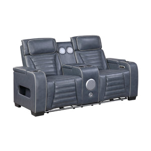 Cyber Collection Power Double Reclining Love Seat with Center Console, Power Headrests, Storage Arms(Top and Side) ,Cup Holders, Wireless Speakers with Sub-Woofer, Air Massage, Heat, LED Lighting and Charging Ports