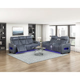Cyber Collection Power Double Reclining Love Seat with Center Console, Power Headrests, Storage Arms(Top and Side) ,Cup Holders, Wireless Speakers with Sub-Woofer, Air Massage, Heat, LED Lighting and Charging Ports